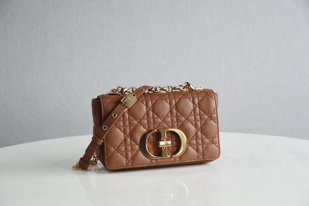 Small Dior Caro Bag Caramel Supple Cannage Calfskin